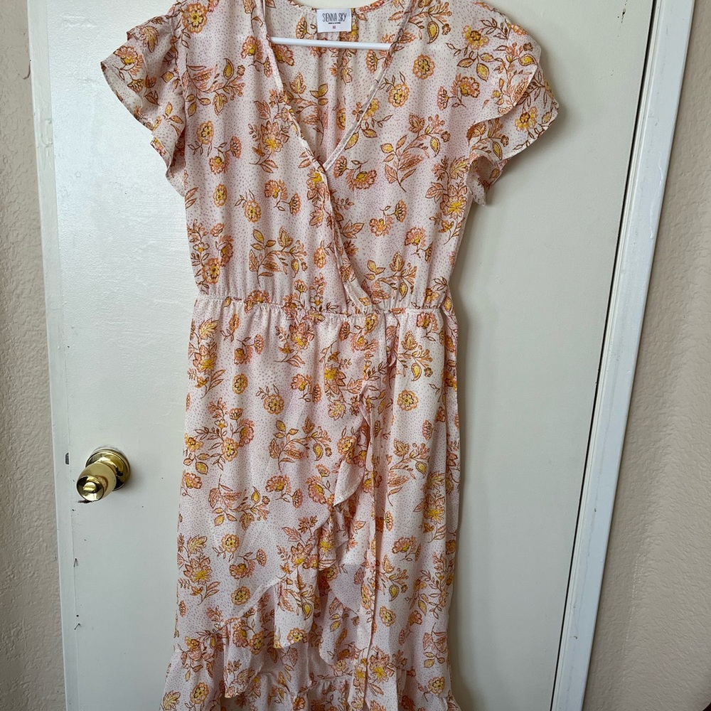 Peach and white floral dress